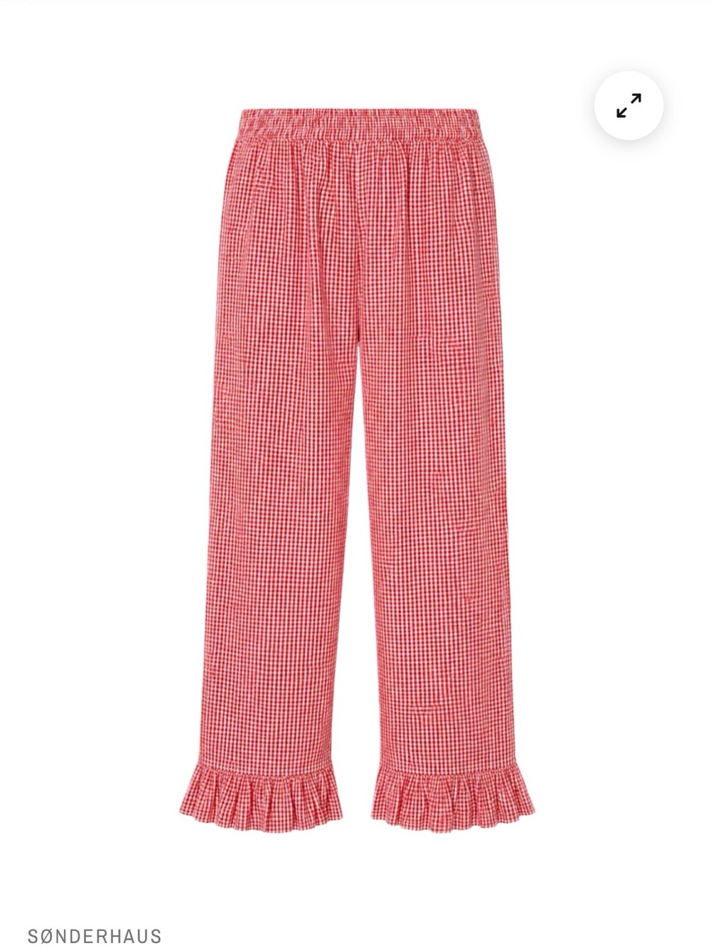 Sønderhaus Red Gingham Ruffle-Hem Pajama Pants